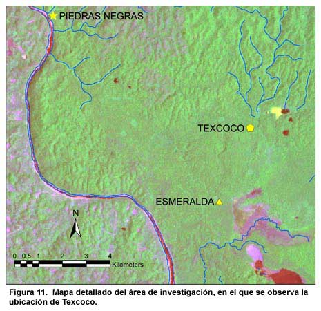 Figura 11. Mapa en detalle del área de investigación, en el que se observa la ubicación de Texcoco.