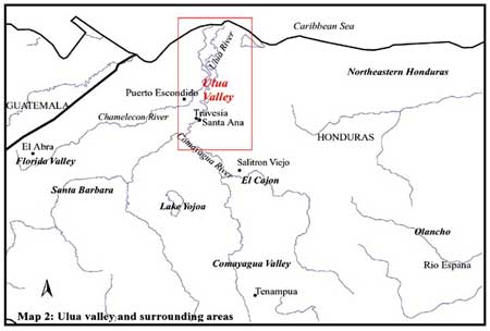 Map 2. Ulúa Valley and surrounding areas. Click to view higher resolution image.