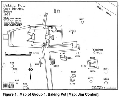 Figure 1. Map of Group 1, Baking Pot [Map: Jim Conlon].