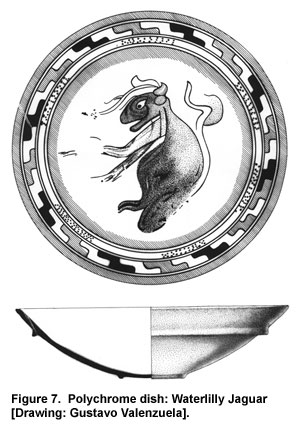 Figure 7. Polychrome dish: Waterlilly Jaguar [Drawing: Gustavo Valenzuela].