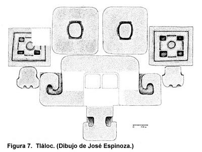 Figura 7. Tláloc. (Dibujo de José Espinoza.) Haga clic para agrandar.