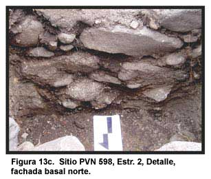 Figura 13c. Sitio PVN 598, Estr. 2, Detalle, fachada basal norte.